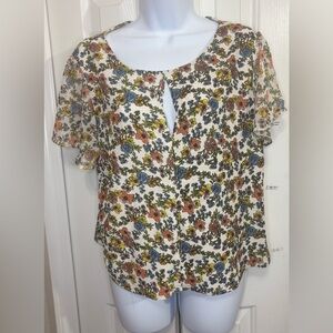The General Good Floral Keyhole Blouse | Size XL | NWOT